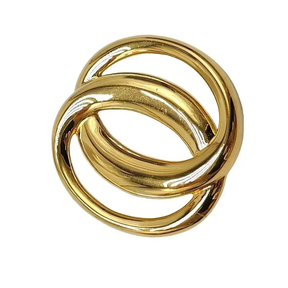 Monet Double Circle Infinity Brooch Pin Gold Tone Vintage